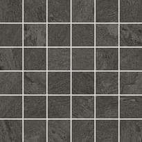 Плитка Century Stonerock Black 4.7x4.7 Mosaico Su Rete 30x30 см, поверхность матовая, рельефная