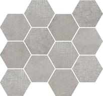 Плитка Rondine Loft Light Grey Mosaico Esagona 35x30.3 см, поверхность матовая