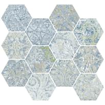 Плитка Aparici Bohemian Blue Natural Mosaico Hexagonal 30x28 см, поверхность матовая