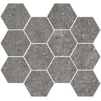 Плитка Aparici Lithops Grey Natural Mosaico Hexagonal 30x28 см, поверхность матовая, рельефная