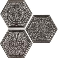 Плитка Apavisa Zinc Silver Mix Decor Hexagon 25x29 см, поверхность полуматовая, рельефная