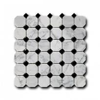Плитка Art And Natura Octagon Bianco Carrara Nero Marquina 30.5x30.5 см, поверхность полированная