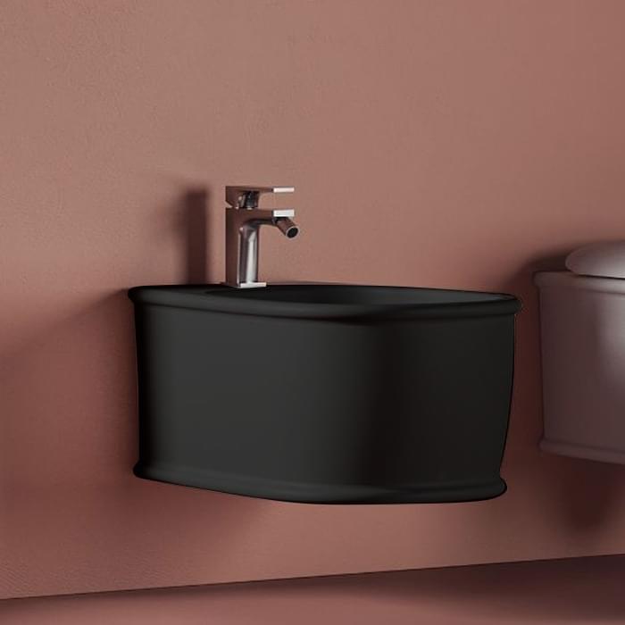 Плитка Artceram Atelier Atelier Биде подвесное с 1 отверстием под смеситель черный матовый  поверхность матовая