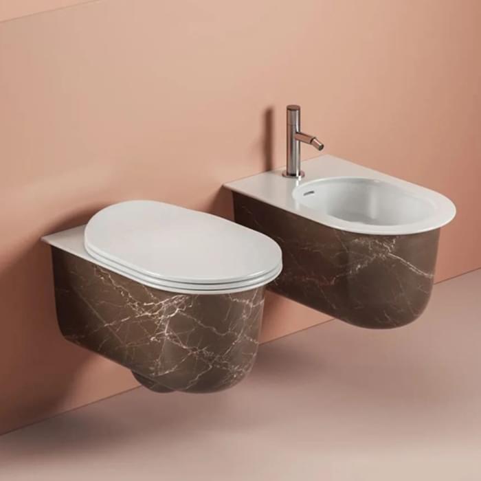 Плитка Artceram Chic Chic Биде подвесное с 1 отверстие бронзовый узор матовый  поверхность матовая