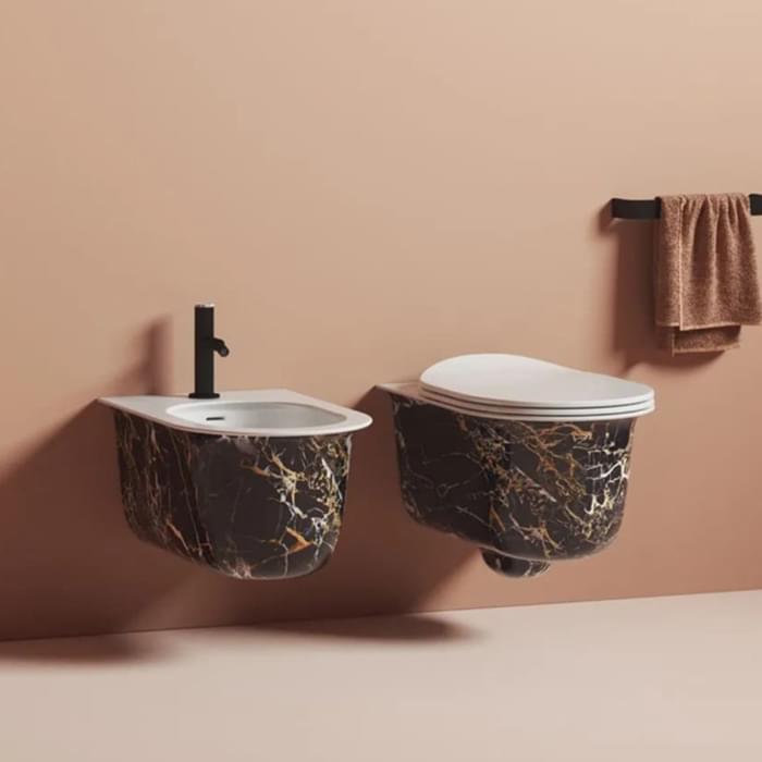 Плитка Artceram Chic Chic Биде подвесное с 1 отверстием коричневое золото матовое  поверхность матовая