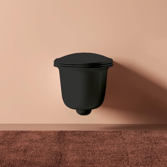 Плитка Artceram Chic Chic Унитаз подвесной безободковый с крепеж черный матовый  поверхность матовая