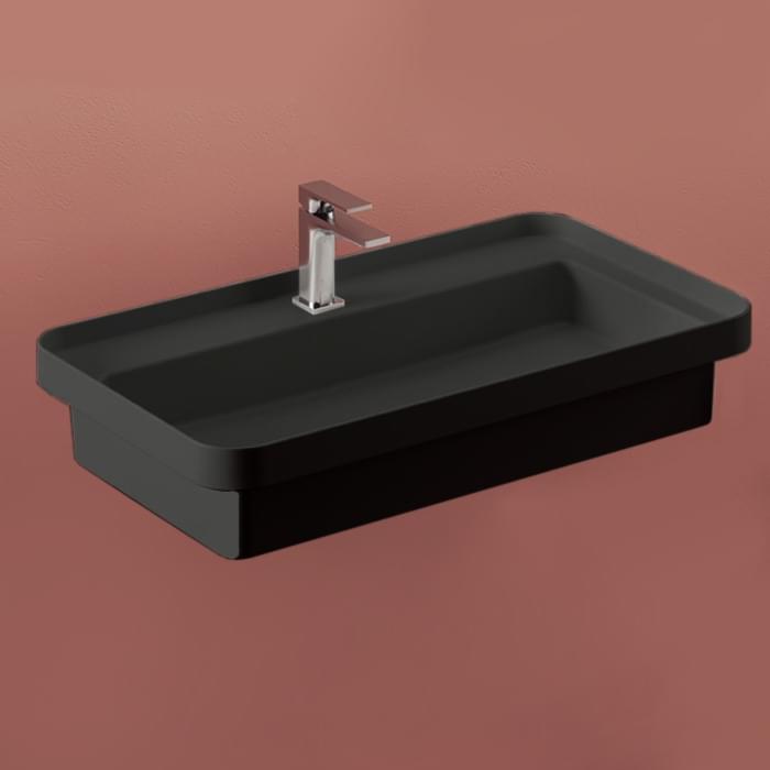 Плитка Artceram Fuori Scala Fuori Scala Раковина с 1 отверстием встраиваемая без перелива черный матовый  поверхность матовая