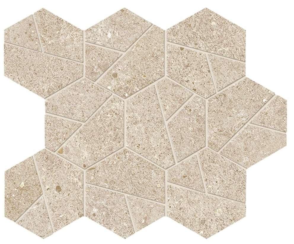 Плитка Atlas Concorde Boost Stone Cream Mosaico Hex Распродажа 25x28.5 см, поверхность матовая