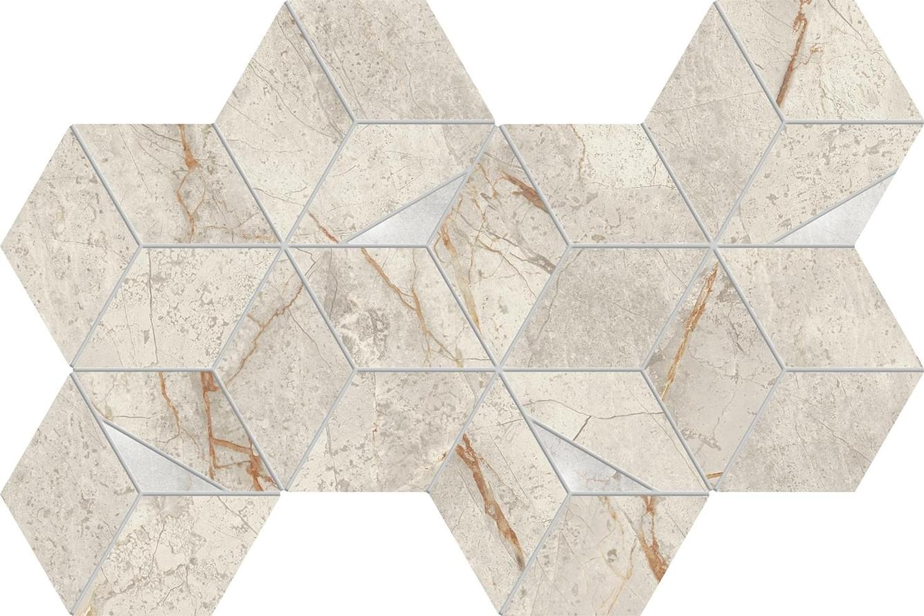 Плитка Atlas Concorde Marvel Diva White Everest Mosaico Hex Lapp 23.3x40.3 см, поверхность полированная