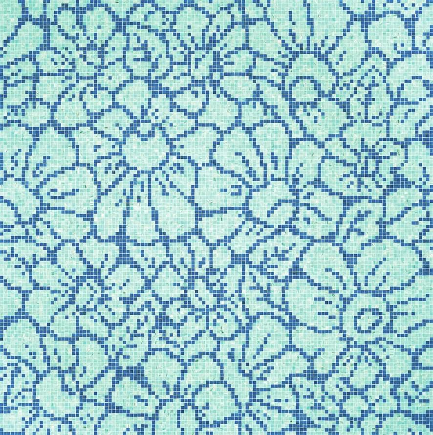 Bisazza Decori 10 Graphic Flowers Bleu 129.1x129.1