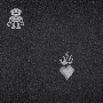 Плитка Bisazza The Crystal Collection Hearts And Robots Black 0.97x0.97 см, поверхность глянец