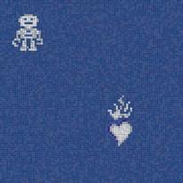 Плитка Bisazza The Crystal Collection Hearts And Robots Blue 0.97x0.97 см, поверхность глянец