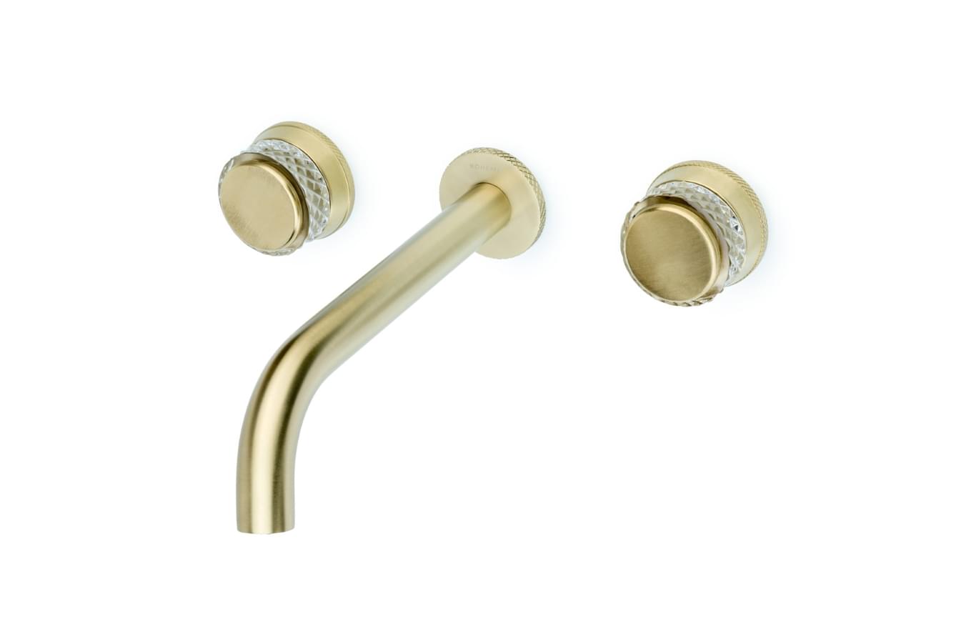 Плитка Boheme Aura Смеситель AURA для раковины настенный с внутренней частью золото брашированное  поверхность брашированная