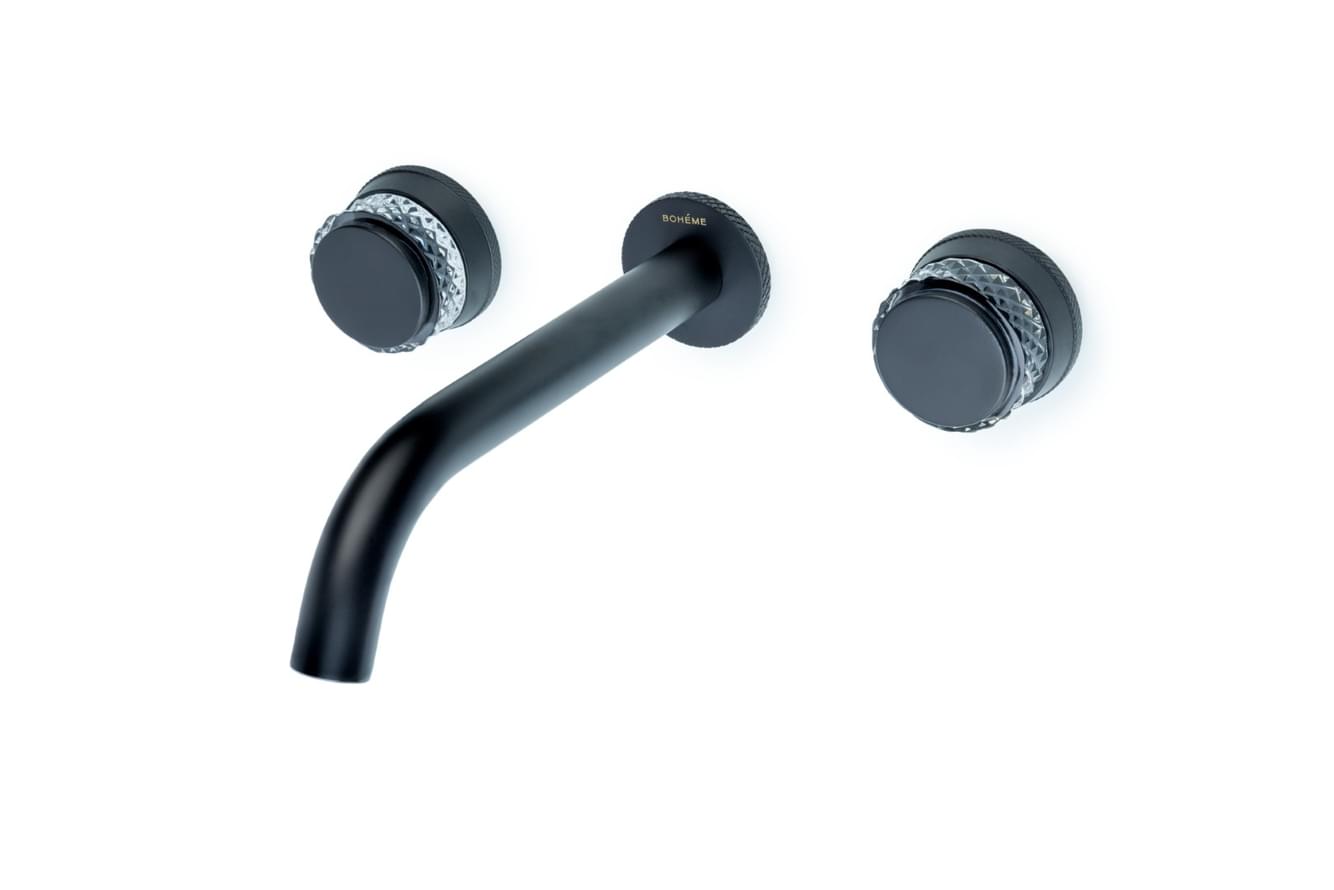 Плитка Boheme Aura Смеситель AURA для раковины настенный с внутренней частью черный матовый  поверхность матовая