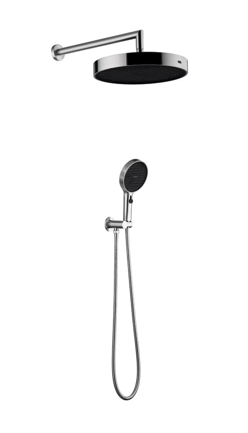 Плитка Boheme Cell Душевой набор CELL встроенный с верхним душем и лейкой никель  поверхность брашированная