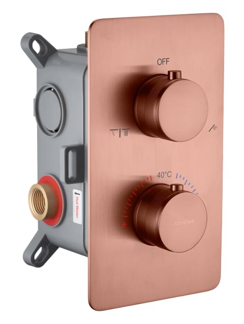 Плитка Boheme Cell Смеситель CELL термостат для душа встроенный двухпозиционный лейкой медь  поверхность брашированная