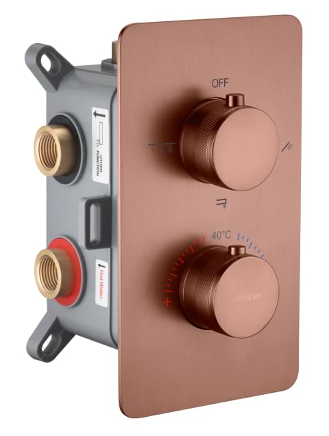 Плитка Boheme Cell Смеситель CELL термостат для душа встроенный трехпозиционный лейкой бронза  поверхность брашированная