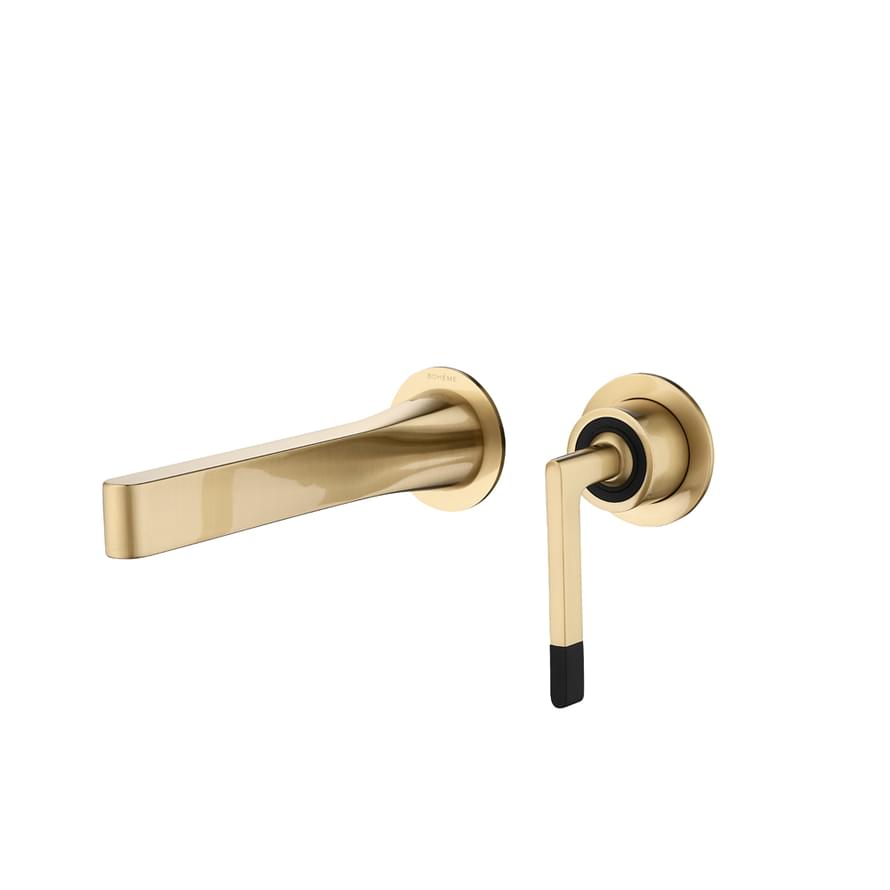 Плитка Boheme Duo Смеситель DUO для раковины настенный золото брашированное  поверхность брашированная