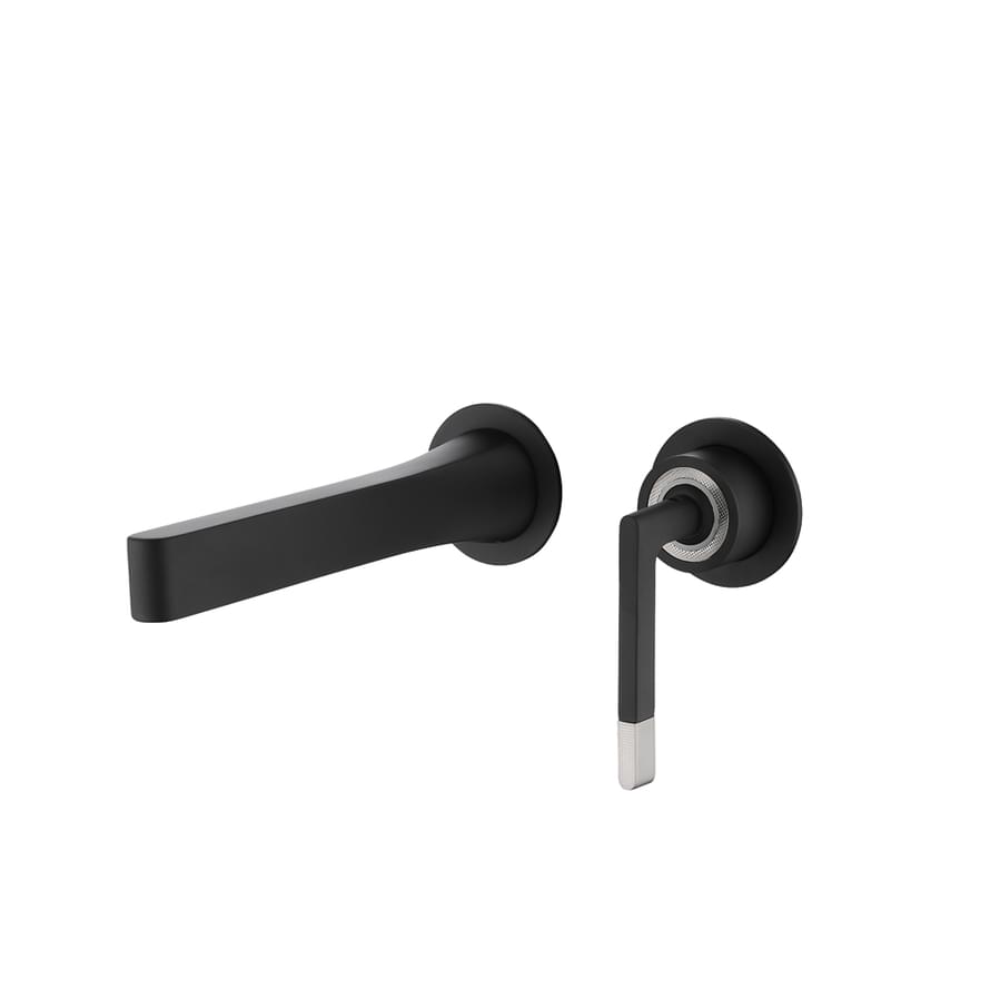 Плитка Boheme Duo Смеситель DUO для раковины настенный черный матовый  поверхность матовая