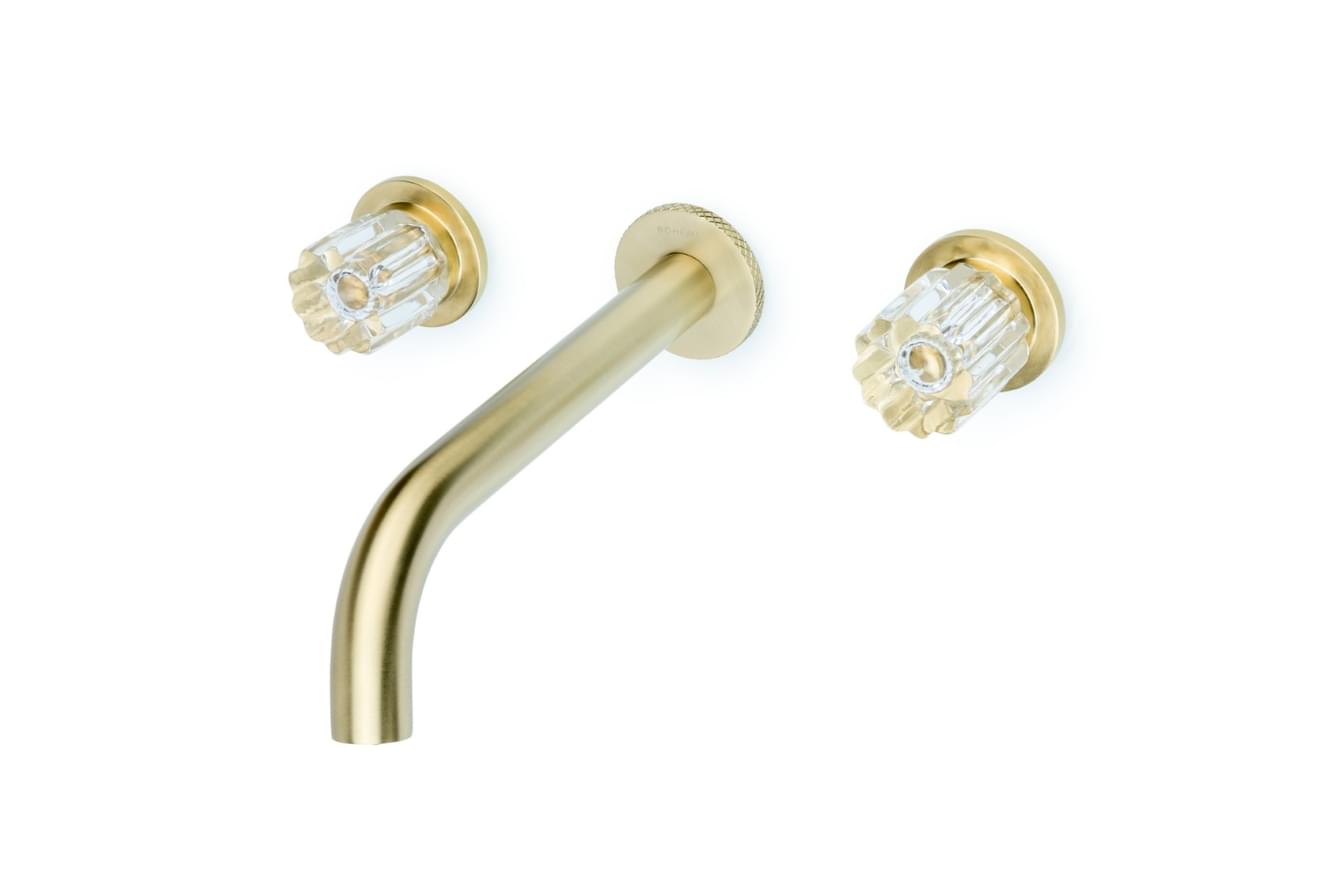 Плитка Boheme Elegante Смеситель ELEGANTE для раковины настенный с внутренней частью золото брашированное  поверхность брашированная