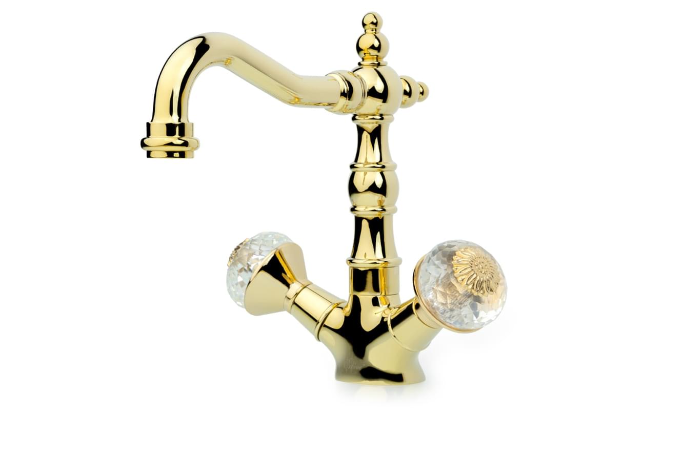 Плитка Boheme Flora Смеситель FLORA для раковины высокий золото  поверхность глянец