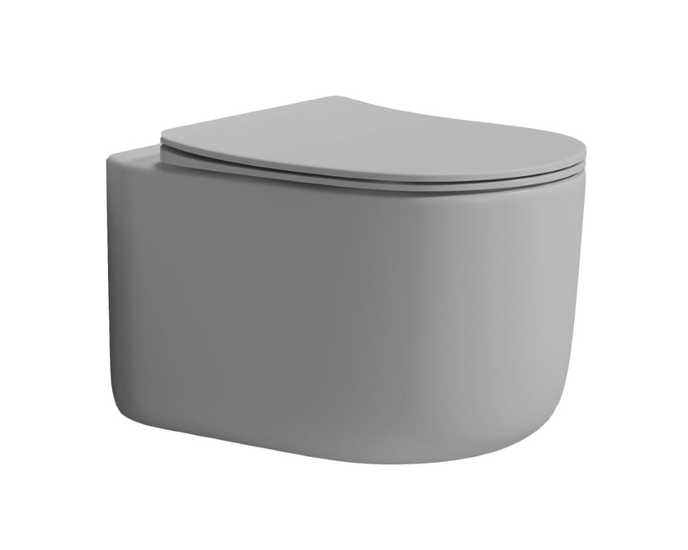 Плитка Boheme Flow Унитаз FLOW подвесной c сиденьем серый  поверхность матовая