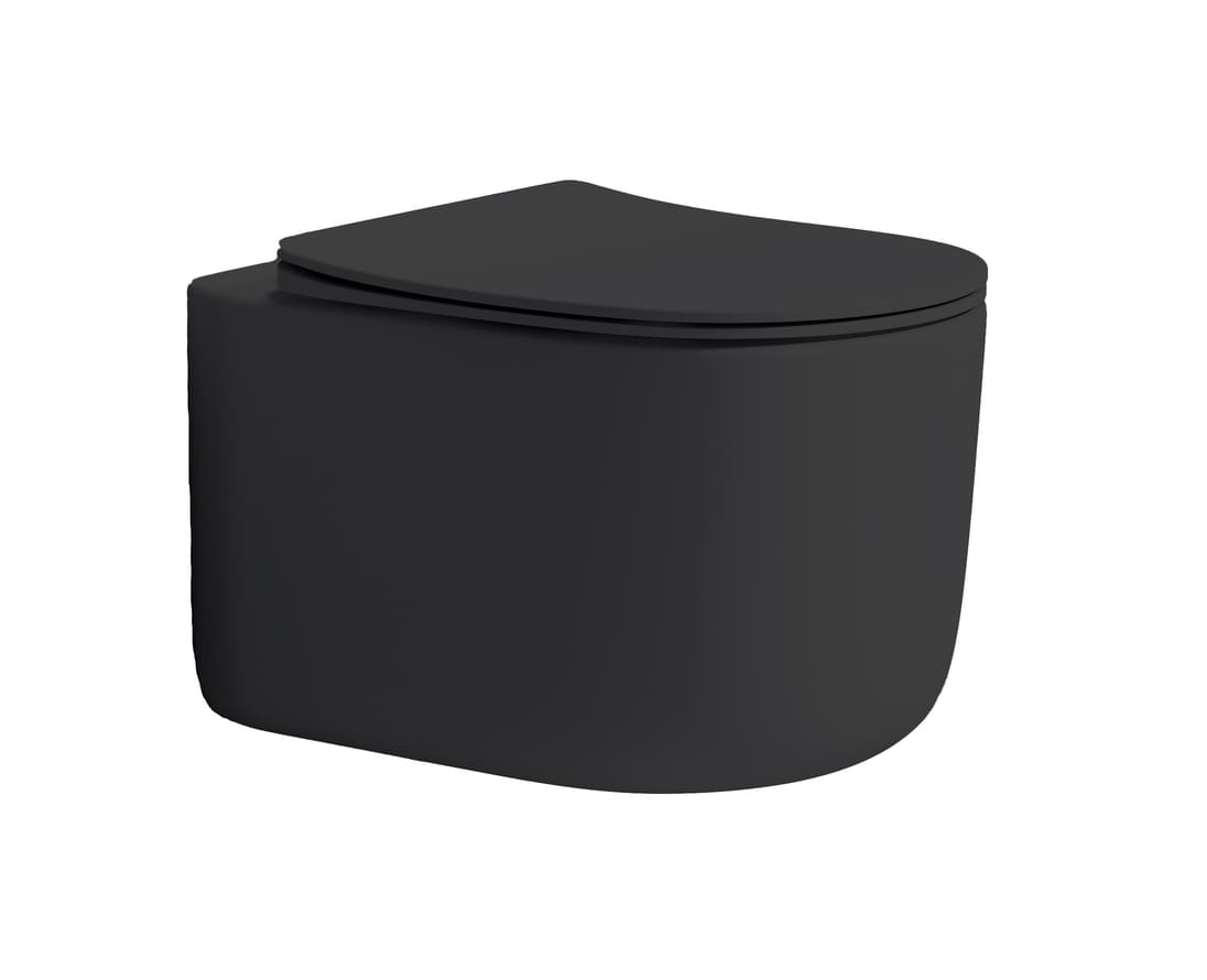 Плитка Boheme Flow Унитаз FLOW подвесной c сиденьем черный матовый  поверхность матовая