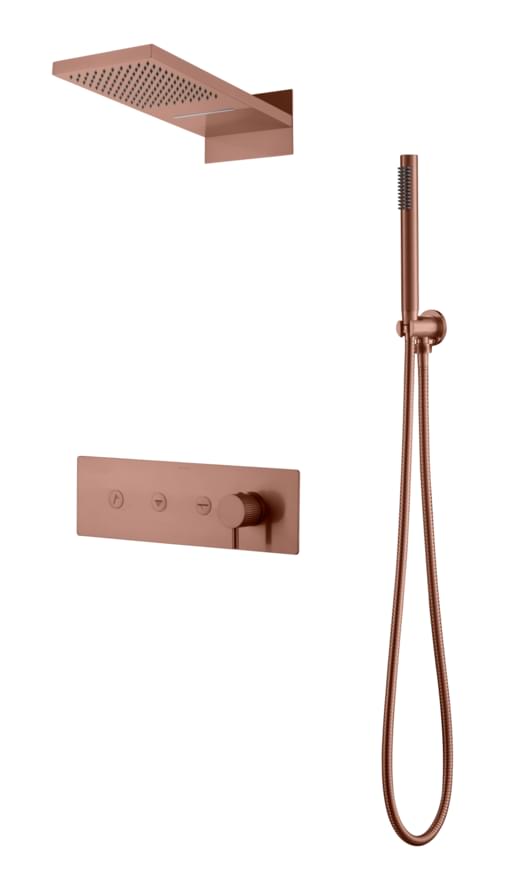 Плитка Boheme Fusion Душевая система FUSION встроенная с верхним душем и лейкой медь  поверхность брашированная