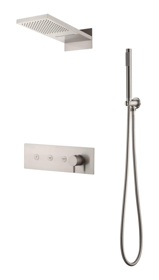 Плитка Boheme Fusion Душевая система FUSION встроенная с верхним душем и лейкой никель  поверхность брашированная