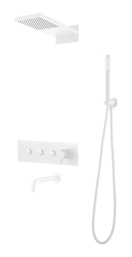 Плитка Boheme Fusion Душевая система FUSION встроенная с верхним душем изливом и лейкой белый матовый  поверхность матовая