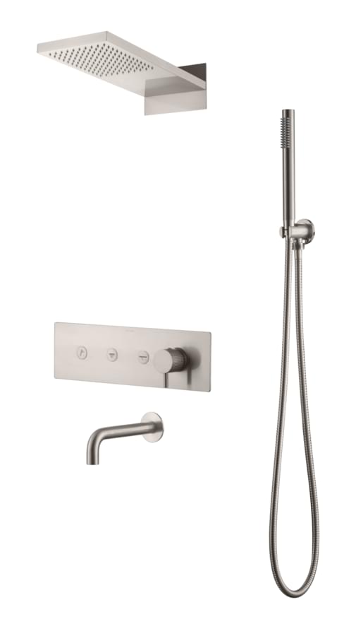 Плитка Boheme Fusion Душевая система FUSION встроенная с верхним душем изливом и лейкой никель  поверхность брашированная