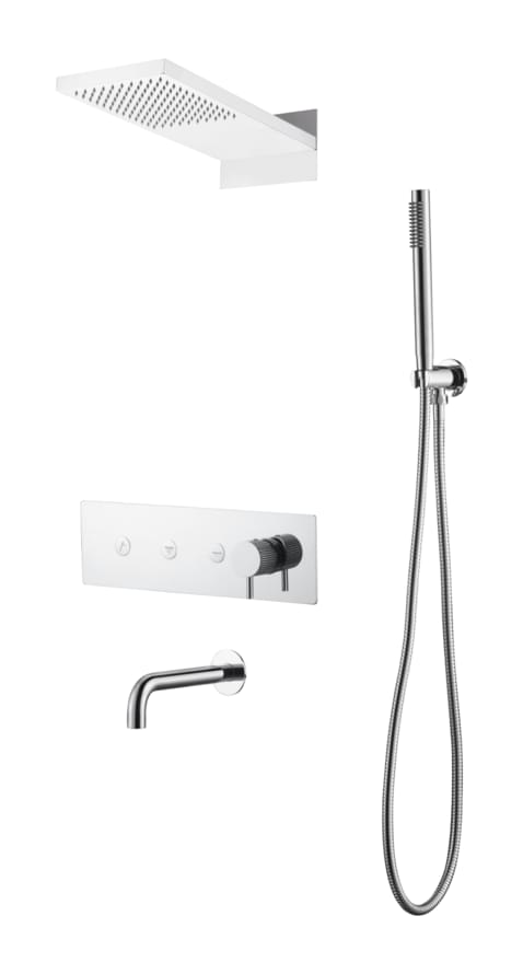 Плитка Boheme Fusion Душевая система FUSION встроенная с верхним душем изливом и лейкой хром  поверхность глянец