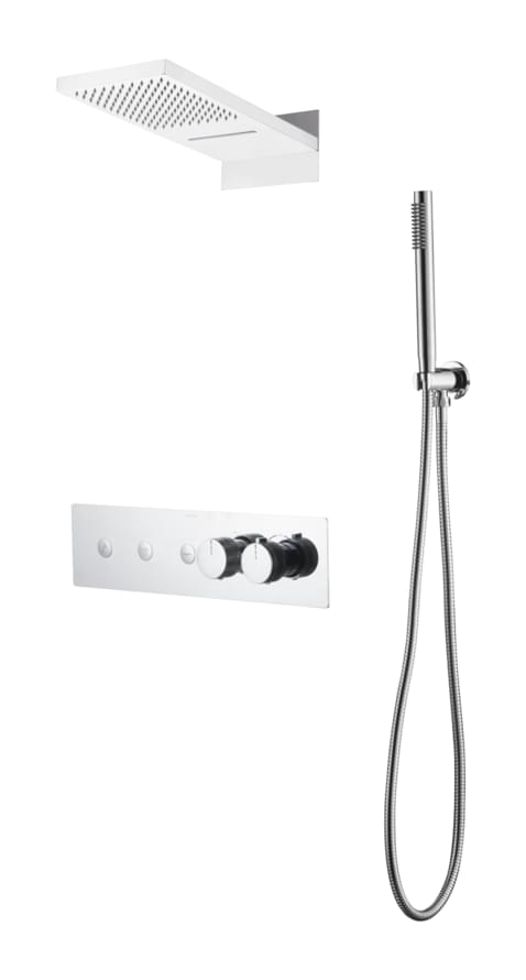 Плитка Boheme Fusion Душевая система FUSION встроенная с термостатом верхним душем и лейкой хром  поверхность глянец