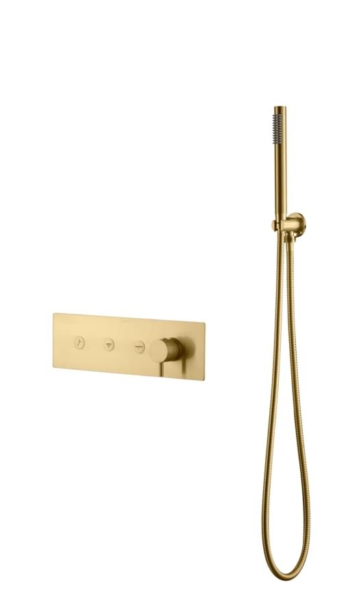 Плитка Boheme Fusion Смеситель FUSION для душа встроенный с лейкой золото брашированное  поверхность брашированная
