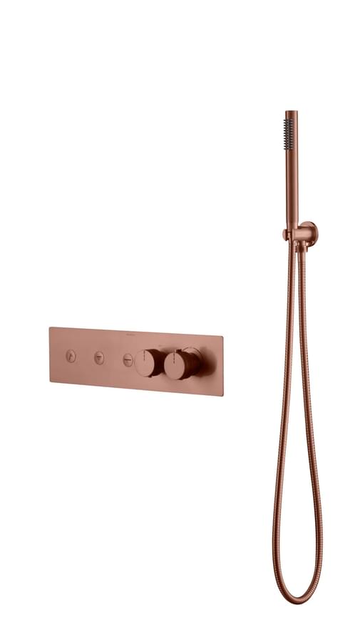 Плитка Boheme Fusion Смеситель FUSION термостат для душа встроенный с лейкой медь  поверхность брашированная