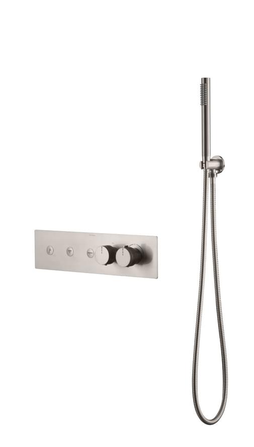Плитка Boheme Fusion Смеситель FUSION термостат для душа встроенный с лейкой никель  поверхность брашированная