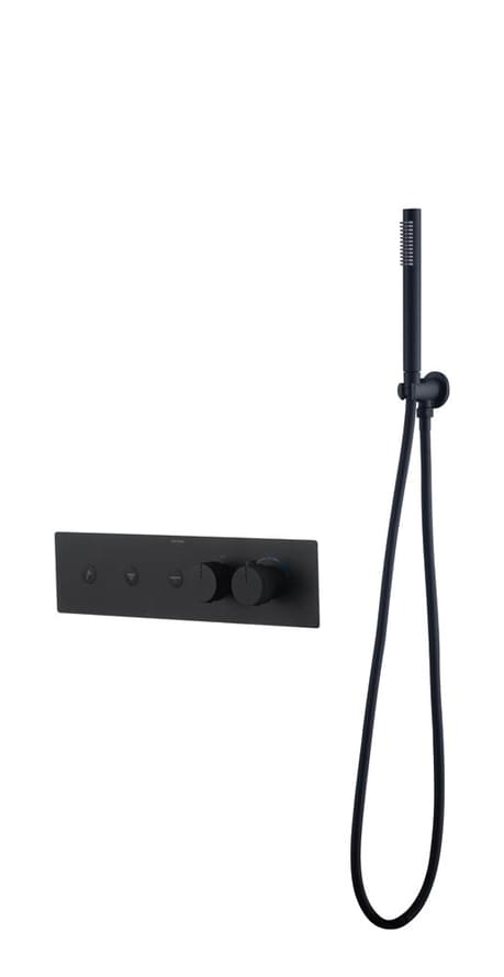 Плитка Boheme Fusion Смеситель FUSION термостат для душа встроенный с лейкой черный матовый  поверхность матовая