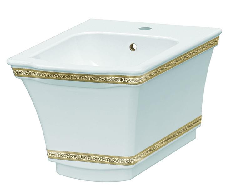 Плитка Boheme Hermitage Биде HERMITAGE подвесное белый/золото  поверхность глянец