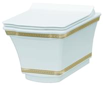 Плитка Boheme Hermitage Унитаз HERMITAGE подвесной без сиденья белый/золото поверхность глянец