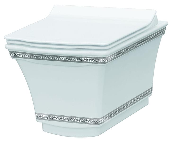 Плитка Boheme Hermitage Унитаз HERMITAGE подвесной без сиденья белый/хром  поверхность глянец