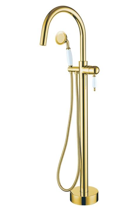 Плитка Boheme Imperiale Смеситель IMPERIALE для ванны напольный с керамической ручкой золото  поверхность глянец