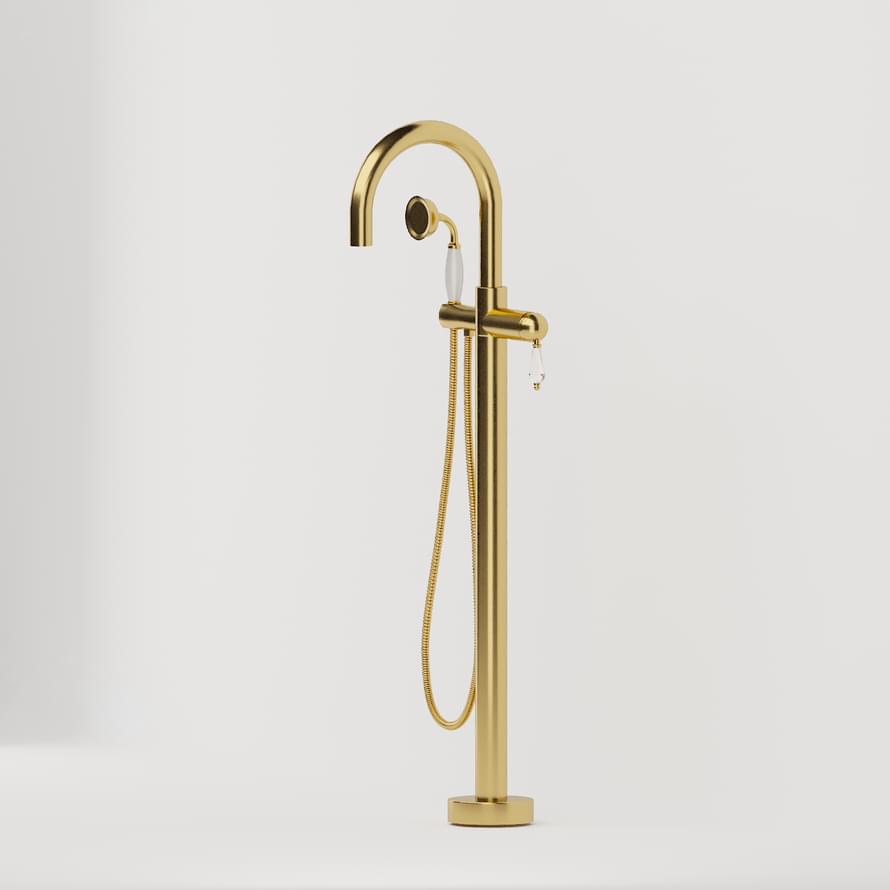 Плитка Boheme Imperiale Смеситель IMPERIALE для ванны напольный с кристаллом SW золото  поверхность глянец