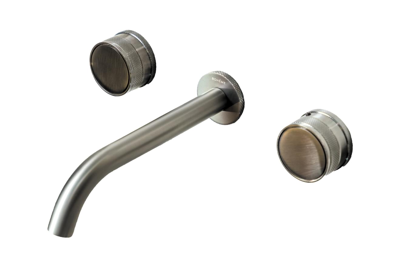 Плитка Boheme Prestige Смеситель PRESTIGE для раковины настенный с внутренней частью оружейная сталь  поверхность брашированная