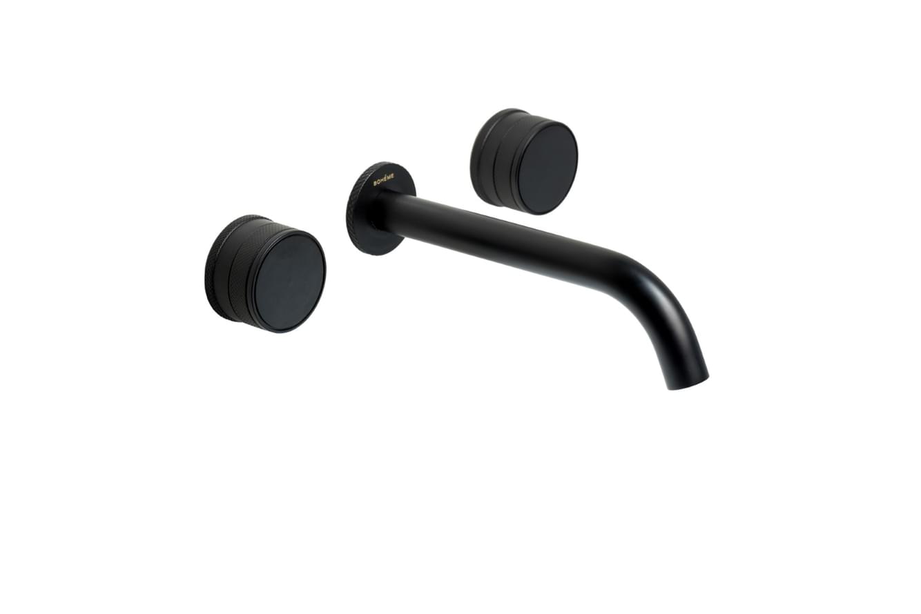 Плитка Boheme Prestige Смеситель PRESTIGE для раковины настенный с внутренней частью черный матовый  поверхность матовая