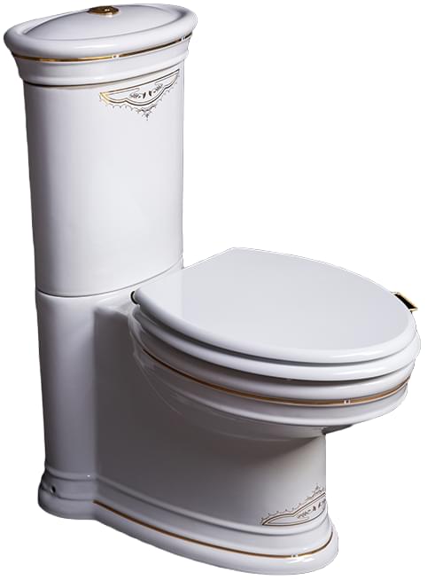 Плитка Boheme Puro Унитаз PURO напольный с бачком без сиденья белый/золото  поверхность глянец