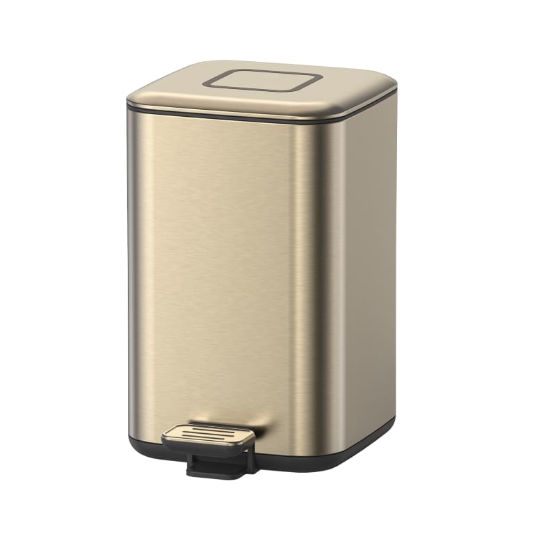 Плитка Boheme Q Ведро для мусора Q с педалью золото брашированное  поверхность брашированная