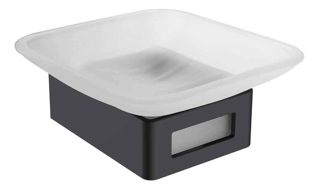 Плитка Boheme Q Мыльница Q стекло хром/черный  поверхность микс