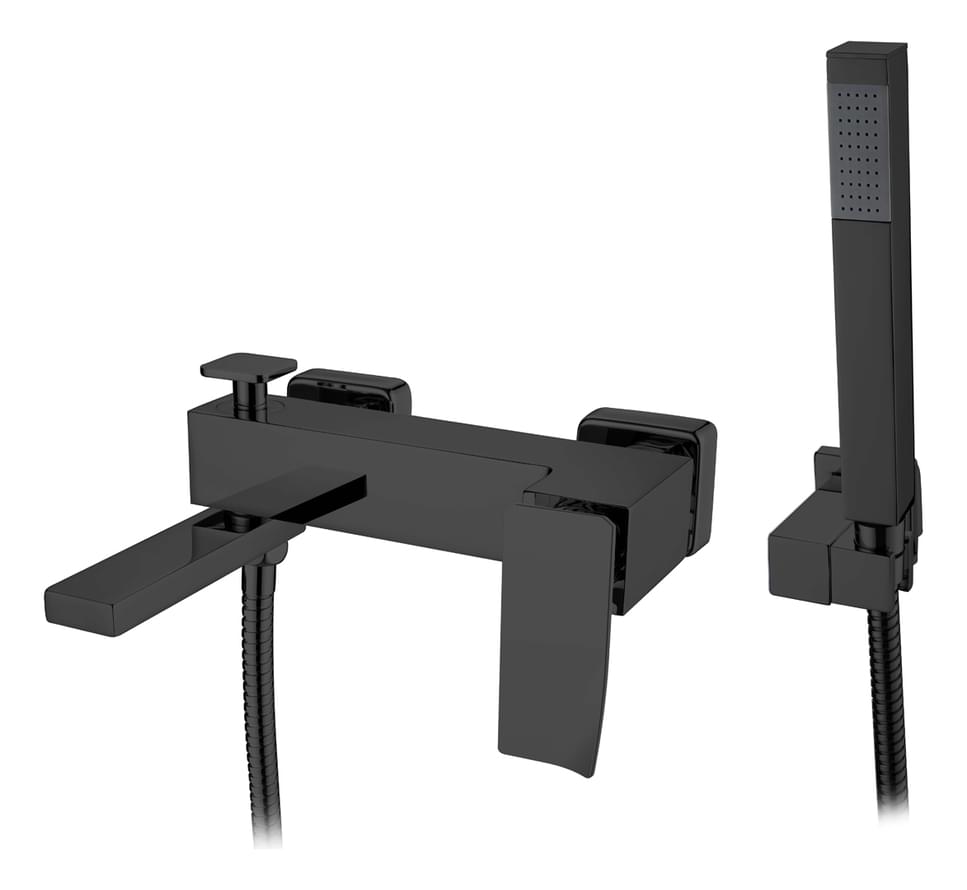 Плитка Boheme Q Смеситель Q 2 для ванны с лейкой черный матовый  поверхность матовая