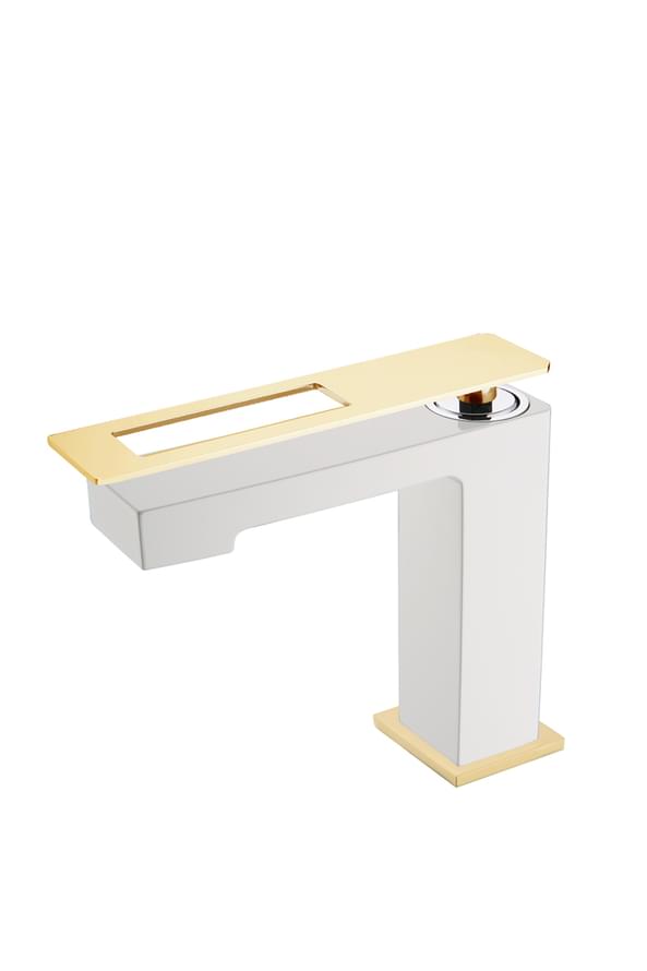 Плитка Boheme Q Смеситель Q для раковины белый/золото  поверхность глянец