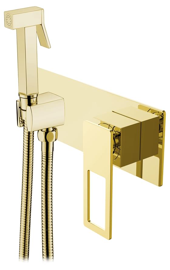 Плитка Boheme Q Смеситель Q с гигиеническим душем золото  поверхность глянец